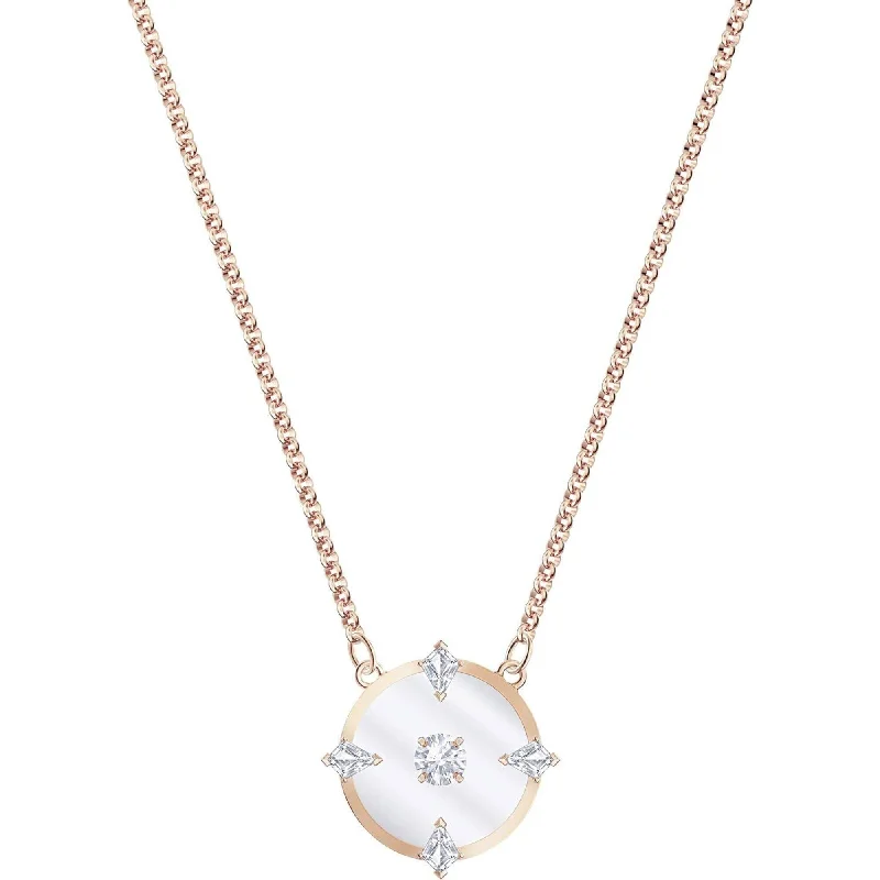 Swarovski Women's Necklace - North White Crystal Rose Gold Disc Pendant | 5488400