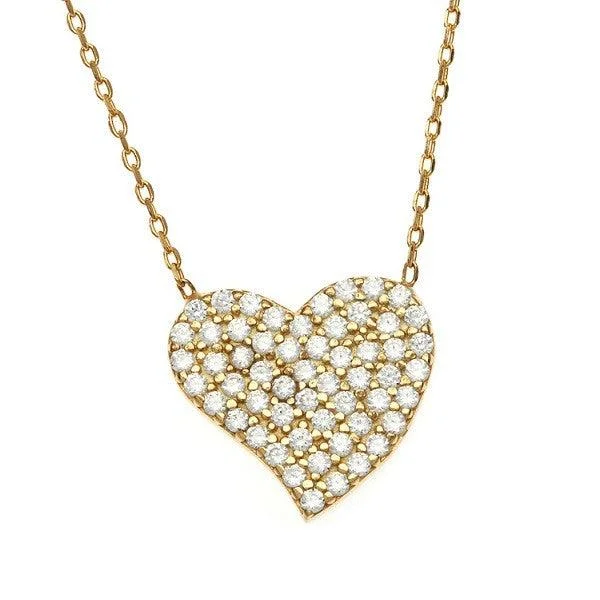 Sterling Silver Gold Plated CZ Heart Necklace