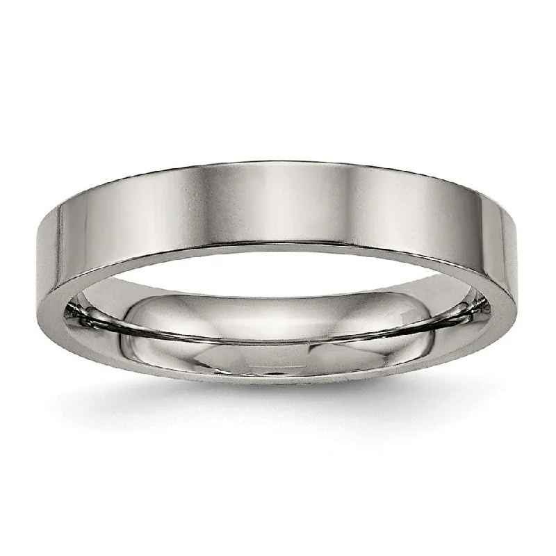 Trendy Rings for Men-Titanium 4mm Polished Flat Comfort Fit Band