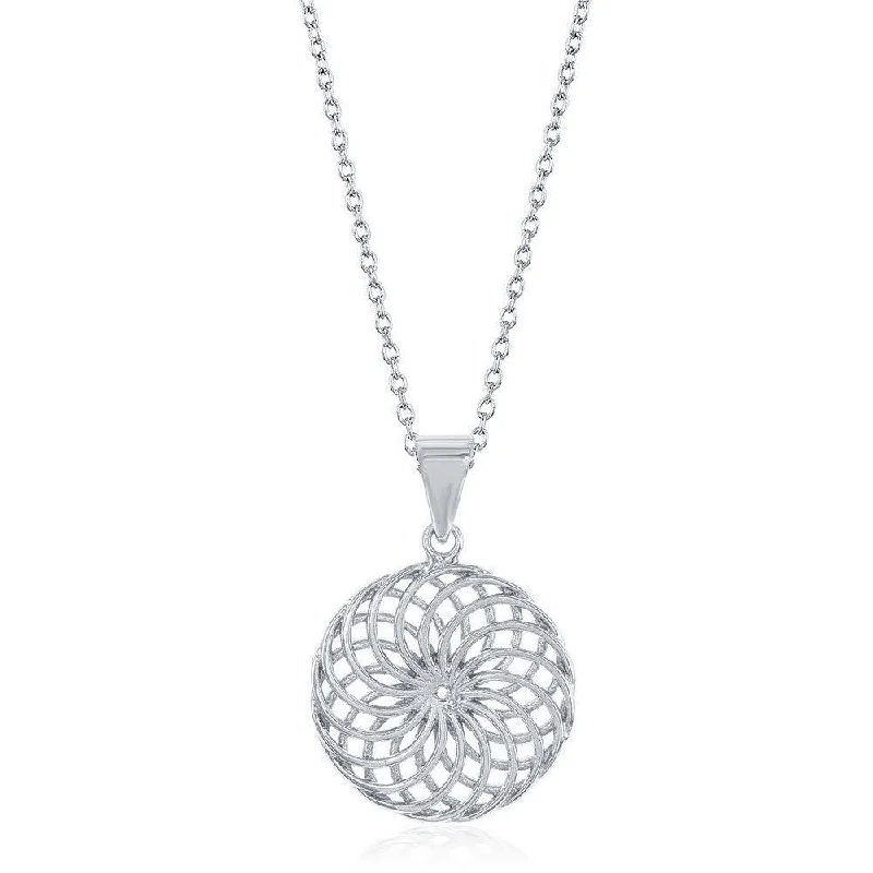 Sterling Silver Swirl Flower Necklace