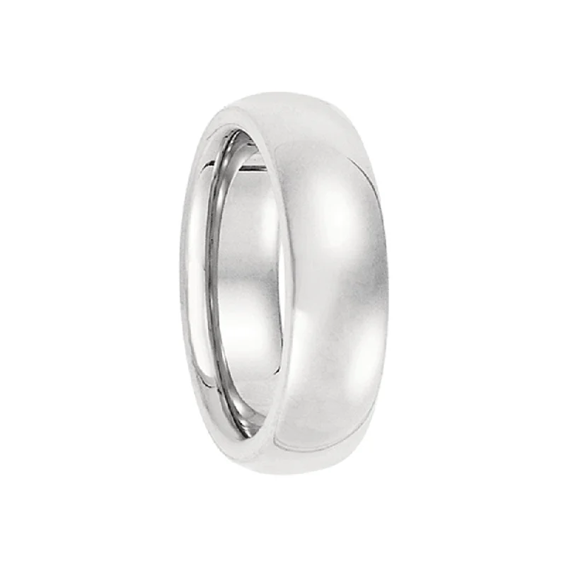 Trendy Wedding Bands-6mm Heavy Polished Domed Comfort Fit Band in Platinum