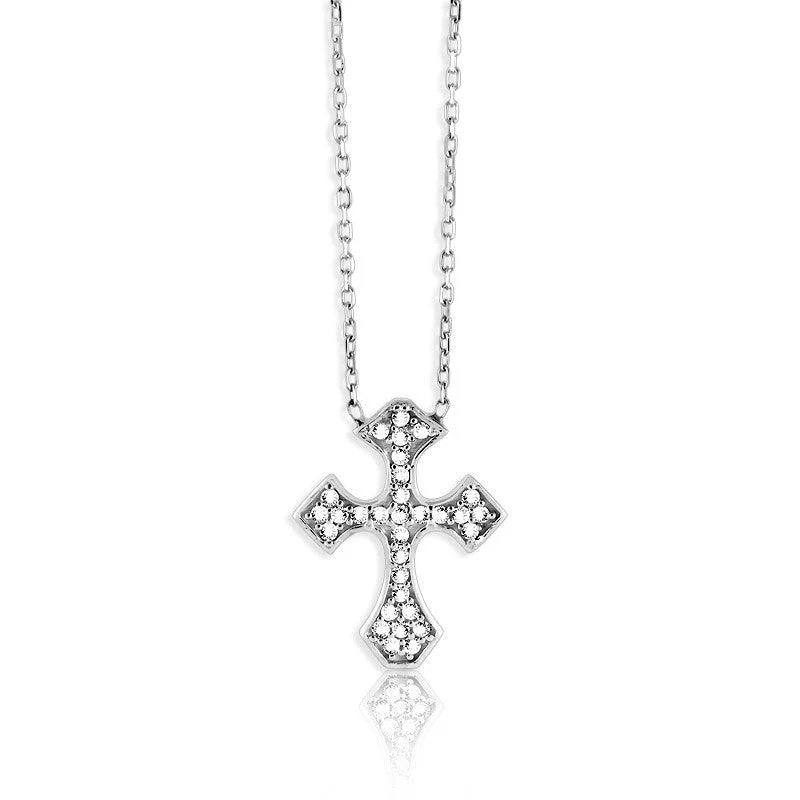 Sterling Silver CZ Cross Design Necklace