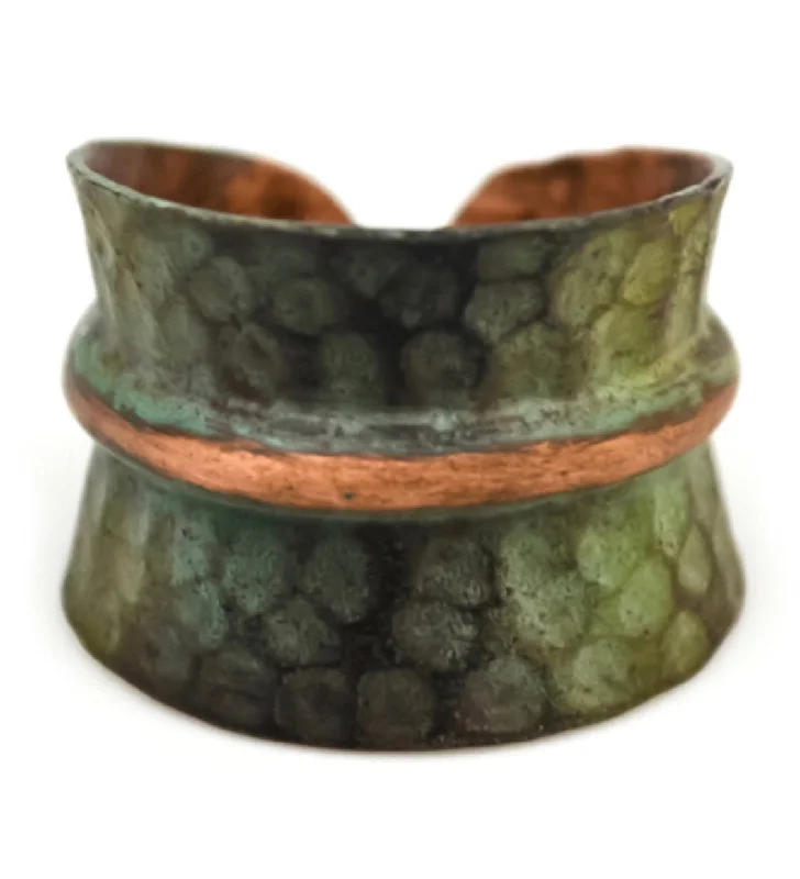 Fashionable Gemstone Wedding Rings-Copper patina ring