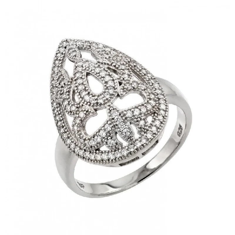 Custom Wedding Rings-Silver 925 Rhodium Plated Micro Pave CZ Ring - GMR00017