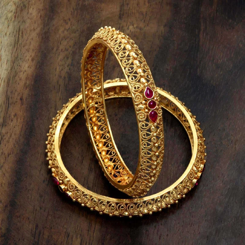 Fashionable Gemstone Wedding Bangles-Geru Bangle PSGRBSR6R-23-005