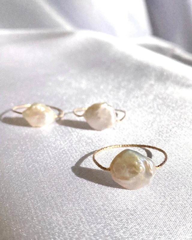 Unique Gold Engagement Rings-Keshi Pearl Daily Serenity Ring