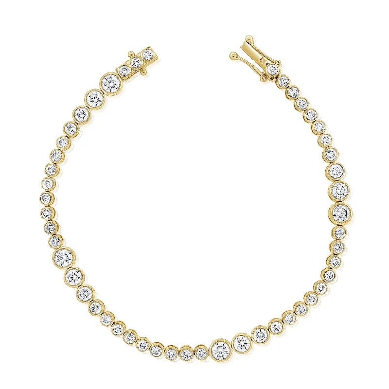 Elegant Silver Bangle Bracelets-Radiant 3.98-Carat Diamond Tennis Bracelet in 14K Gold