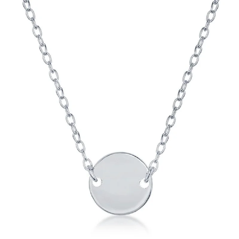 Sterling Silver High Polish Flat Disc Necklace