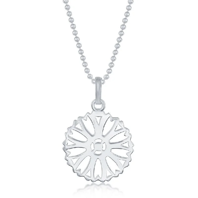 Sterling Silver 17 Inch Sun Disc Necklace