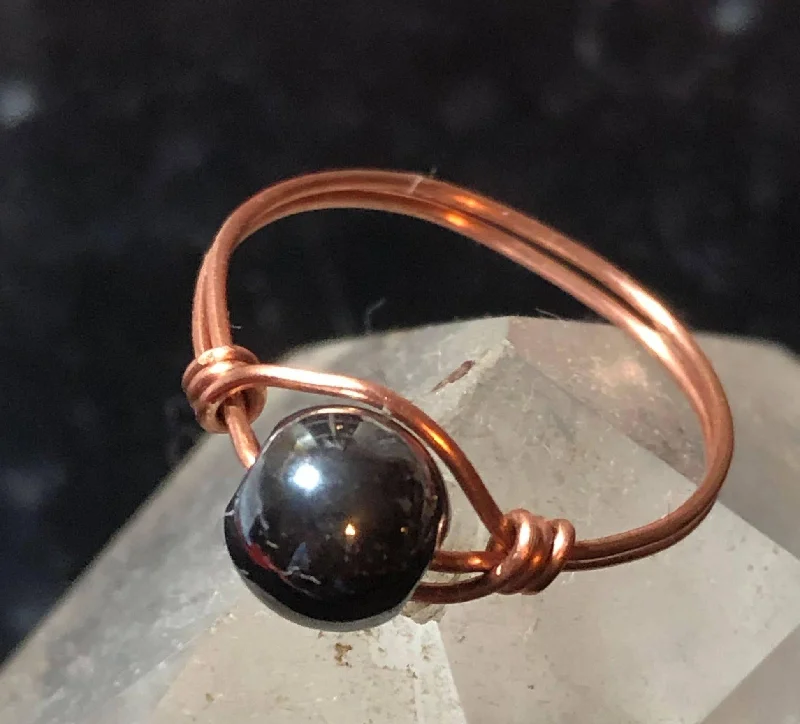 Men’s Statement Rings-Shungite Copper Bead Ring