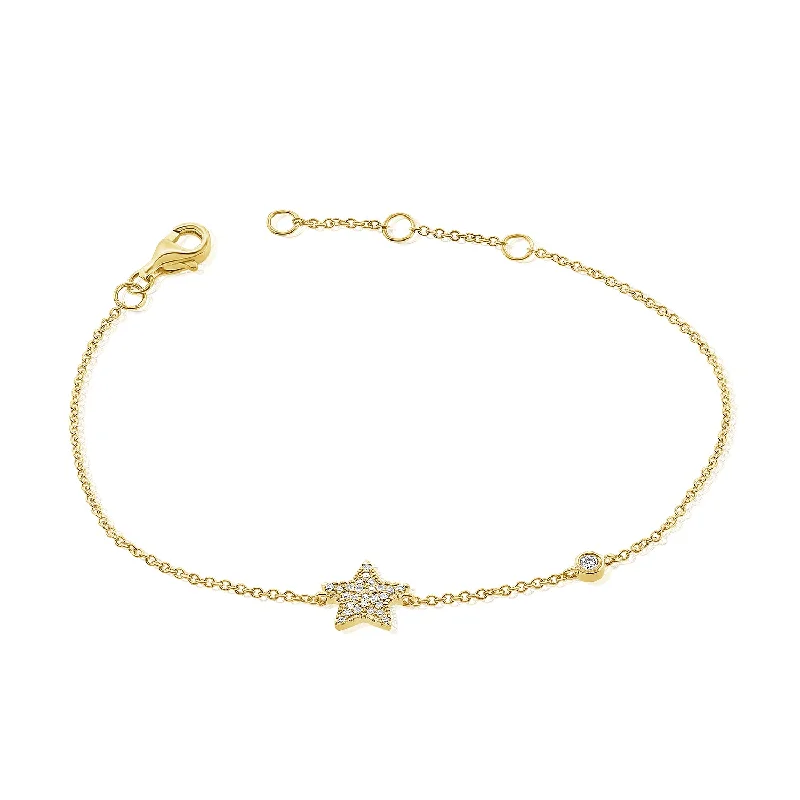 Gemstone Link Bracelets-14K Gold Diamond Star Bracelet