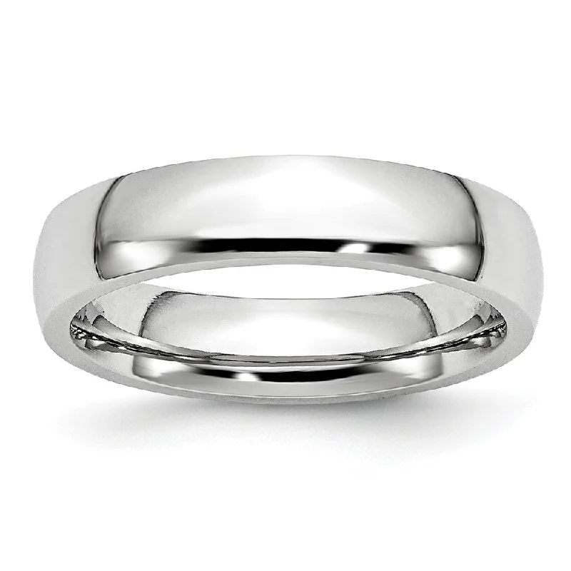 Affordable Wedding Rings-5mm Cobalt Polished Domed Standard Fit Band