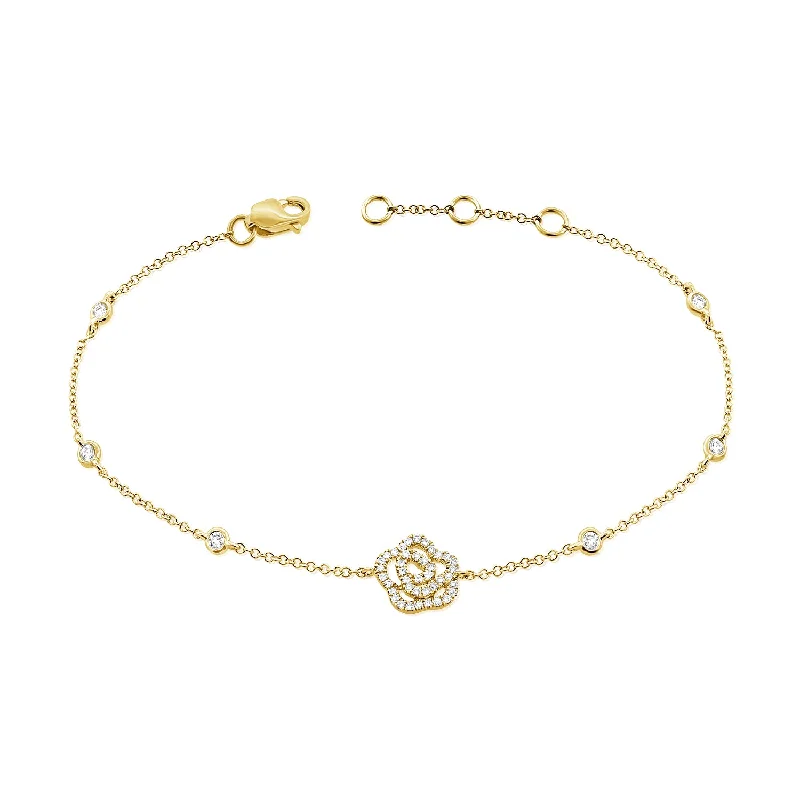 Designer Gold Bracelets-14K Gold Diamond Flower Bracelet