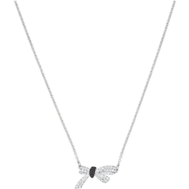 Swarovski Women's Necklace - Mademoiselle Rhodium Plated Bow Pendant | 5542086