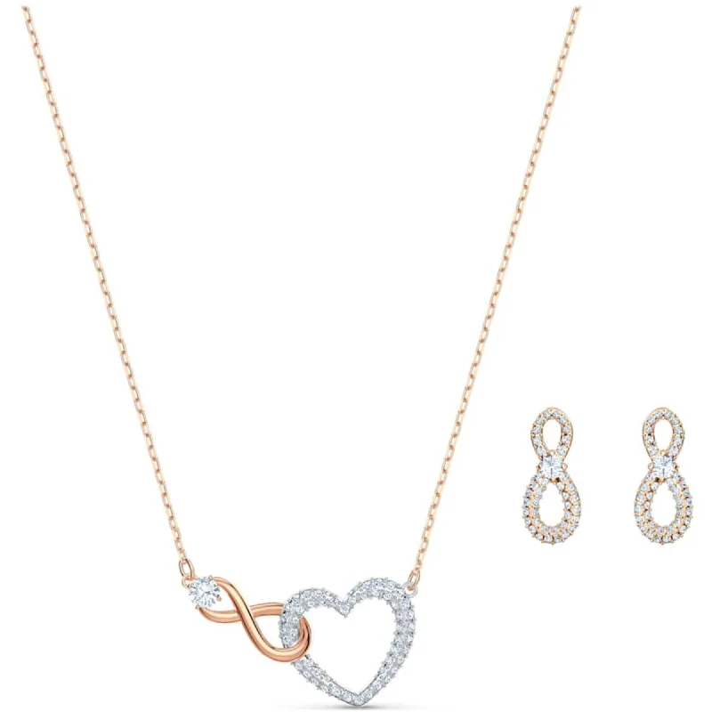 Swarovski Women's Necklace Set - Swarovski Infinity Heart Rose Gold | 5521040