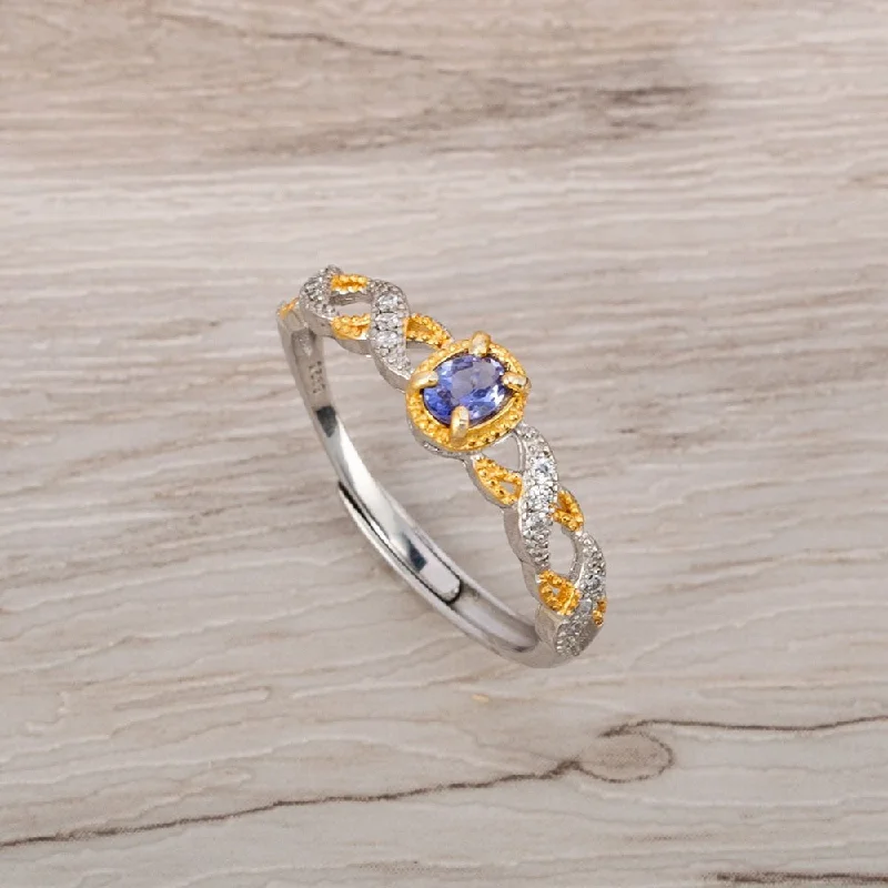 Elegant Gold Rings-Natural Tanzanite Crystal Ring