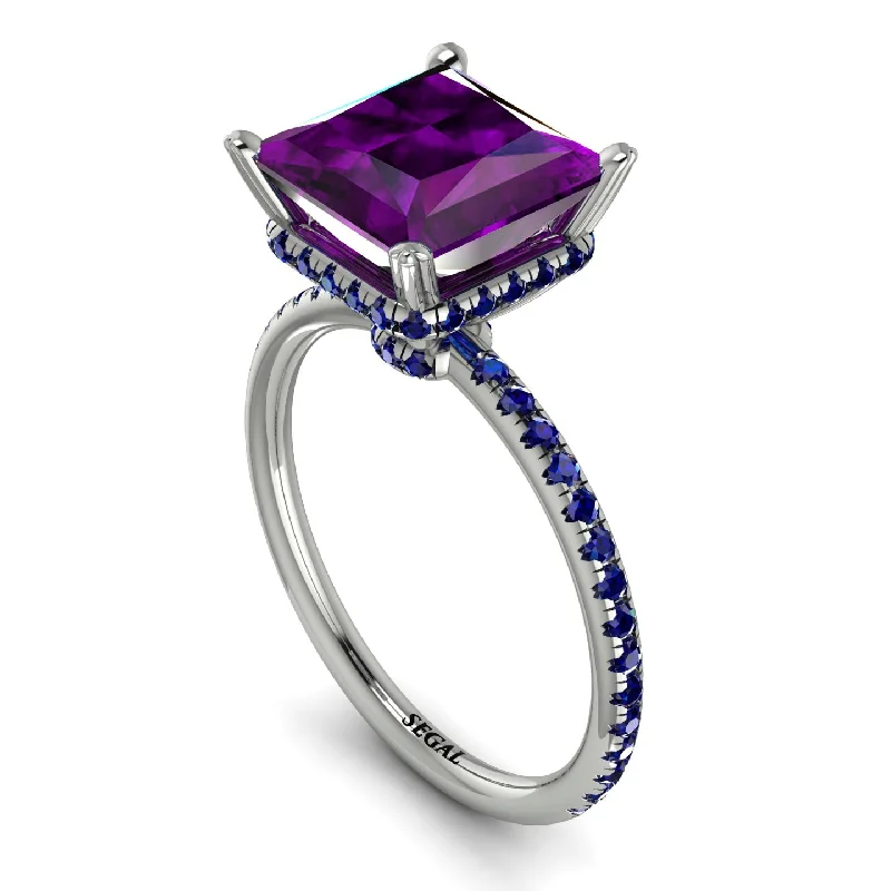 Modern Gemstone Rings-Trendy Hidden Halo Amethyst Princess Cut Engagement Ring - Daria No. 315