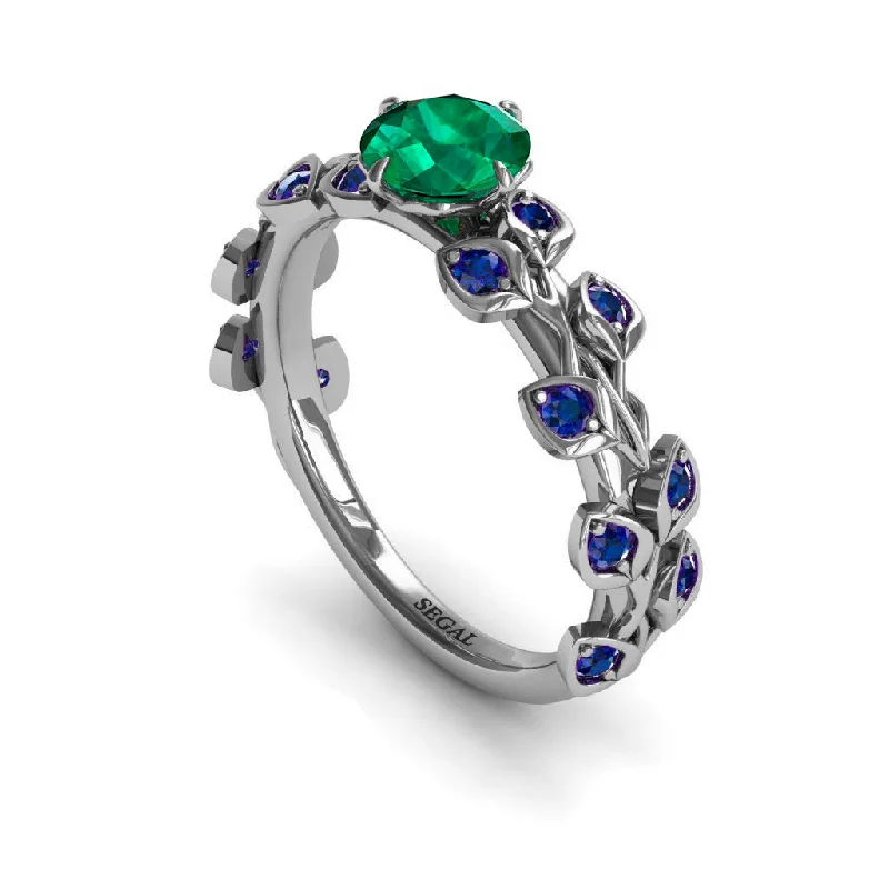 Beautiful Wedding Rings-Leaves All Around Emerald Ring- Sydney no. 45