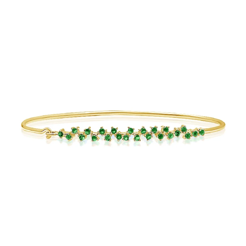 Dainty Diamond Bracelets-14K Gold & Emerald Bangle Bracelet